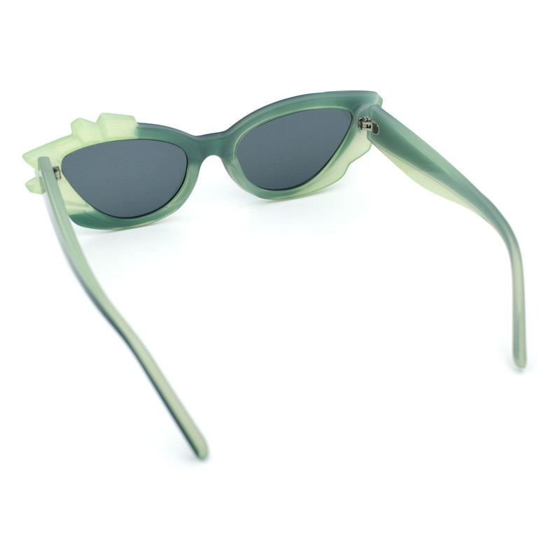Womens Cat Eye Asymmetrical Rock Candy Crystal Runway Plastic Sunglasses