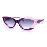 Womens Cat Eye Asymmetrical Rock Candy Crystal Runway Plastic Sunglasses