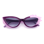 Womens Cat Eye Asymmetrical Rock Candy Crystal Runway Plastic Sunglasses