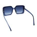 Womens Rimless Designer Fashion Oversized Rectangular Plastic Sunglasses