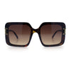 Womens Rimless Designer Fashion Oversized Rectangular Plastic Sunglasses