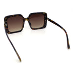 Womens Rimless Designer Fashion Oversized Rectangular Plastic Sunglasses