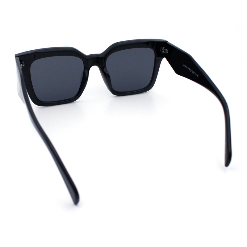 Womens Hipster Horn Rim Geometric Bevel Arm Fancy Plastic Sunglasses