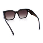 Womens Hipster Horn Rim Geometric Bevel Arm Fancy Plastic Sunglasses