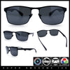Mens Metal Rim Rectangle Sporty Plastic Temple Classy Manly Sunglasses