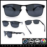 Mens Metal Rim Rectangle Sporty Plastic Temple Classy Manly Sunglasses