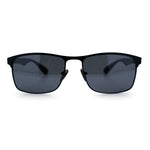 Mens Metal Rim Rectangle Sporty Plastic Temple Classy Manly Sunglasses