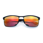Mens Metal Rim Rectangle Sporty Plastic Temple Classy Manly Sunglasses