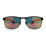 Mens Metal Rim Rectangle Sporty Plastic Temple Classy Manly Sunglasses