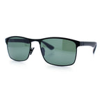 Mens Metal Rim Rectangle Sporty Plastic Temple Classy Manly Sunglasses