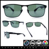 Mens Metal Rim Rectangle Sporty Plastic Temple Classy Manly Sunglasses