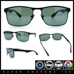 Mens Metal Rim Rectangle Sporty Plastic Temple Classy Manly Sunglasses