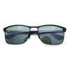 Mens Metal Rim Rectangle Sporty Plastic Temple Classy Manly Sunglasses