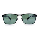 Mens Metal Rim Rectangle Sporty Plastic Temple Classy Manly Sunglasses