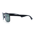Mens Metal Rim Rectangle Sporty Plastic Temple Classy Manly Sunglasses