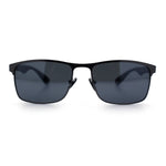 Mens Metal Rim Rectangle Sporty Plastic Temple Classy Manly Sunglasses
