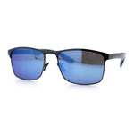 Mens Metal Rim Rectangle Sporty Plastic Temple Classy Manly Sunglasses