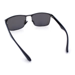 Mens Metal Rim Rectangle Sporty Plastic Temple Classy Manly Sunglasses