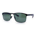 Mens Metal Rim Rectangle Sporty Plastic Temple Classy Manly Sunglasses