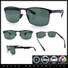 Mens Metal Rim Rectangle Sporty Plastic Temple Classy Manly Sunglasses
