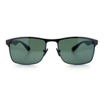 Mens Metal Rim Rectangle Sporty Plastic Temple Classy Manly Sunglasses