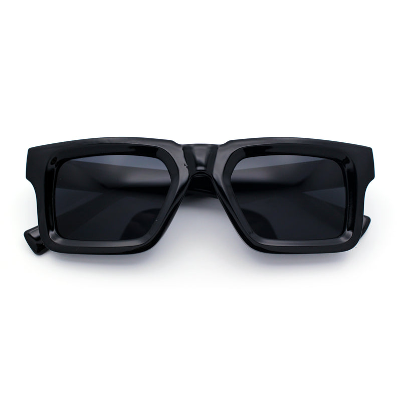 Nostalgic Chunky Thick Horn Rim Narrow Rectangle Plastic Hipster Sunglasses