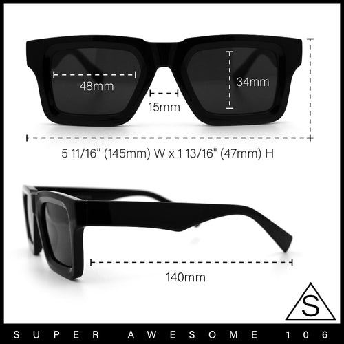 Nostalgic Chunky Thick Horn Rim Narrow Rectangle Plastic Hipster Sunglasses