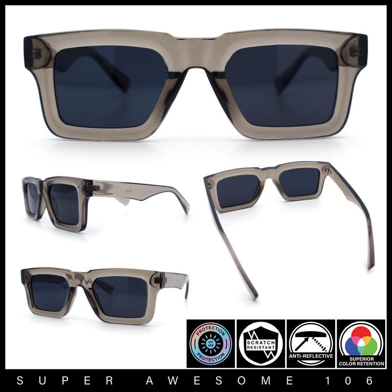 Nostalgic Chunky Thick Horn Rim Narrow Rectangle Plastic Hipster Sunglasses