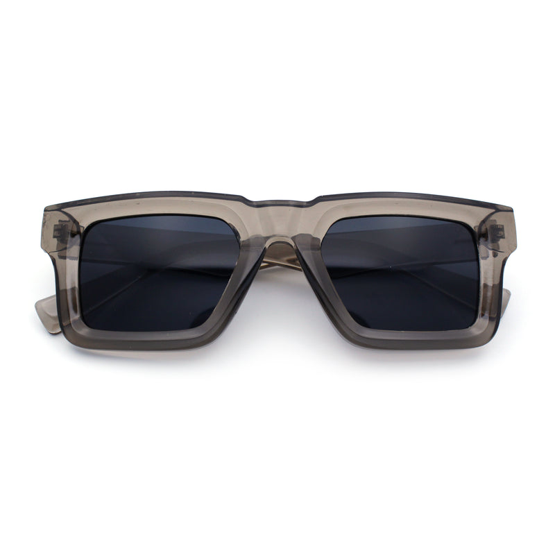 Nostalgic Chunky Thick Horn Rim Narrow Rectangle Plastic Hipster Sunglasses