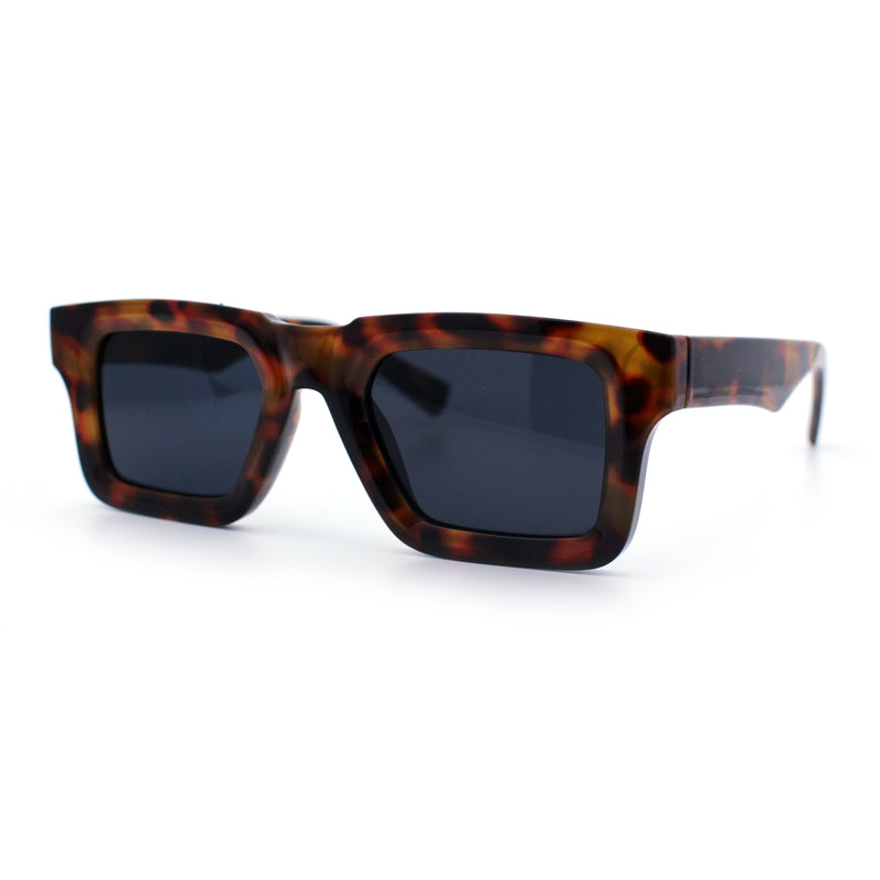 Nostalgic Chunky Thick Horn Rim Narrow Rectangle Plastic Hipster Sunglasses
