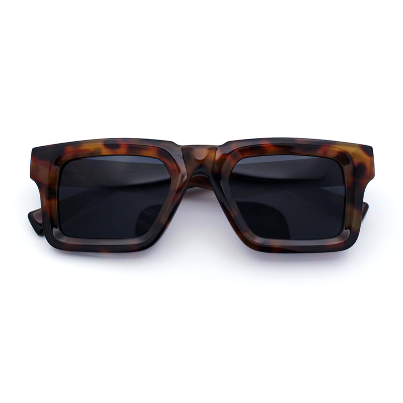 Nostalgic Chunky Thick Horn Rim Narrow Rectangle Plastic Hipster Sunglasses
