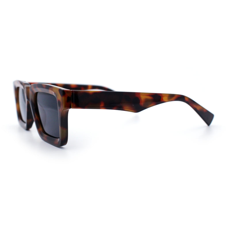 Nostalgic Chunky Thick Horn Rim Narrow Rectangle Plastic Hipster Sunglasses