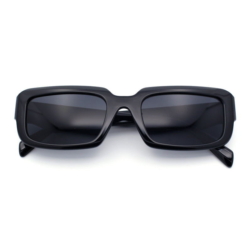 Womens Narrow Rectangle Mod Luxury Geometric Bevel Cut Arm Sunglasses