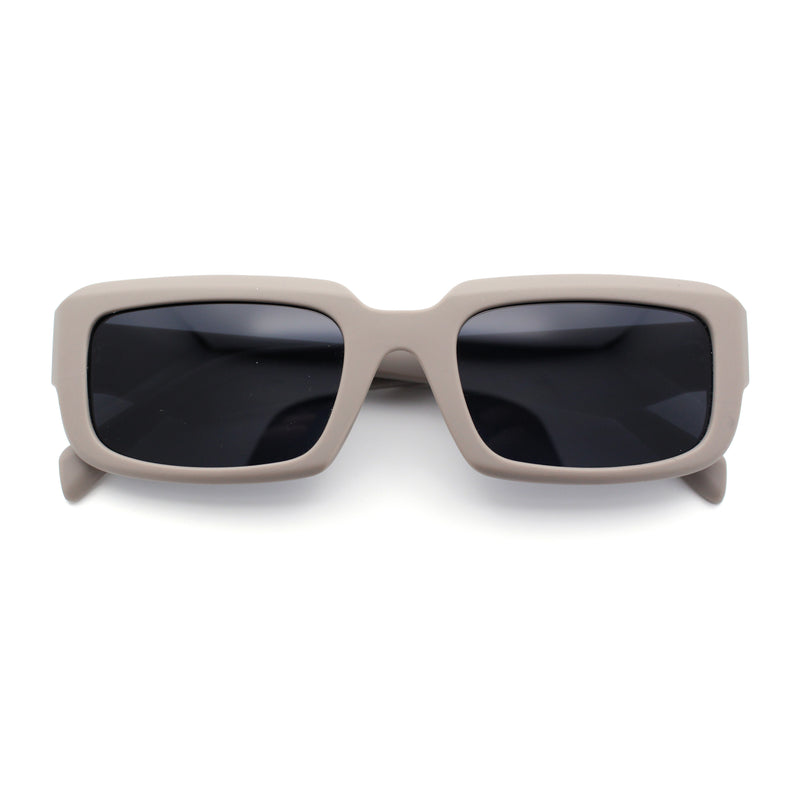 Womens Narrow Rectangle Mod Luxury Geometric Bevel Cut Arm Sunglasses