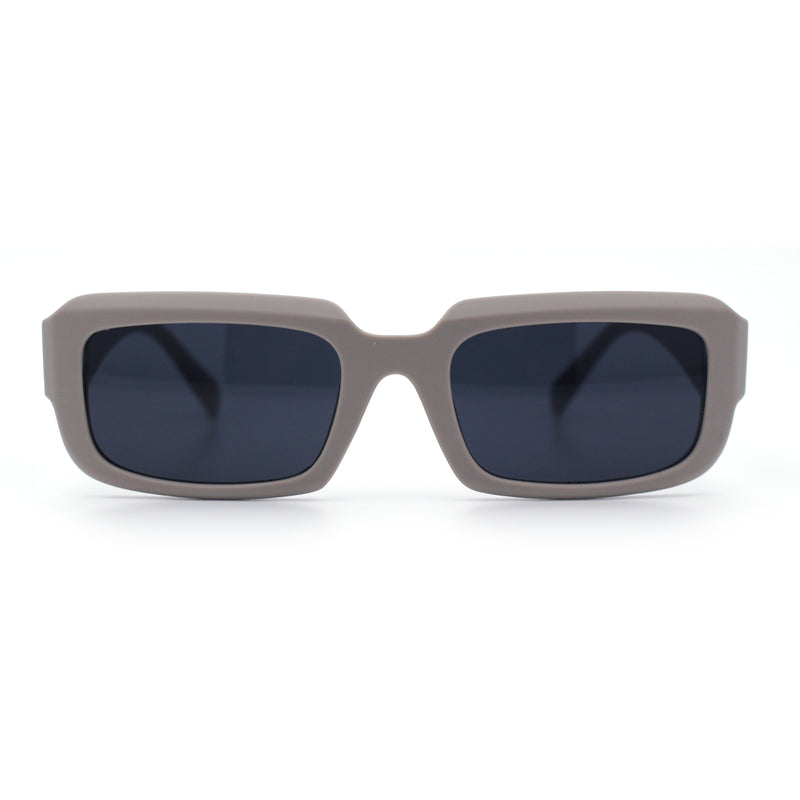 Womens Narrow Rectangle Mod Luxury Geometric Bevel Cut Arm Sunglasses