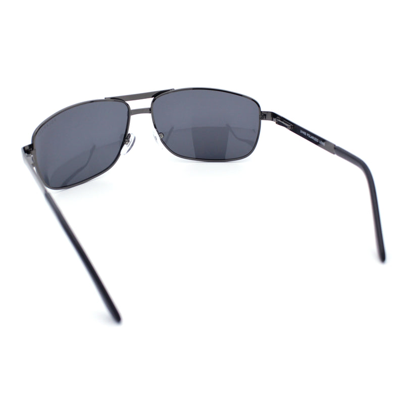 Polarized Antiglare Curved Rectangular Metal Rim Sport Agent Officer Sunglasses