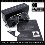 Polarized Antiglare Curved Rectangular Metal Rim Sport Agent Officer Sunglasses