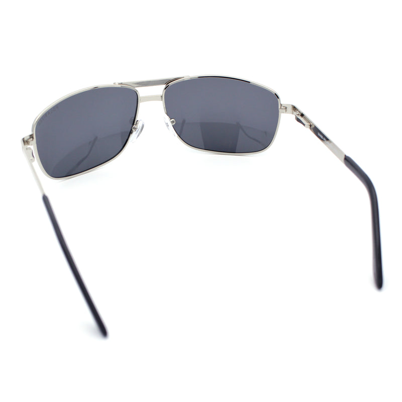 Polarized Antiglare Curved Rectangular Metal Rim Sport Agent Officer Sunglasses