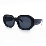 Womens Trendy Octagonal Beveled Thick Plastic Round Mod Sunglasses