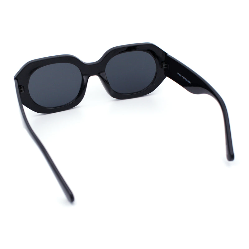 Womens Trendy Octagonal Beveled Thick Plastic Round Mod Sunglasses