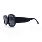 Womens Trendy Octagonal Beveled Thick Plastic Round Mod Sunglasses