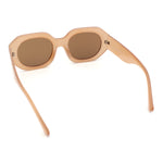 Womens Trendy Octagonal Beveled Thick Plastic Round Mod Sunglasses