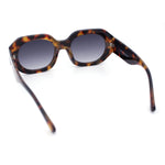 Womens Trendy Octagonal Beveled Thick Plastic Round Mod Sunglasses