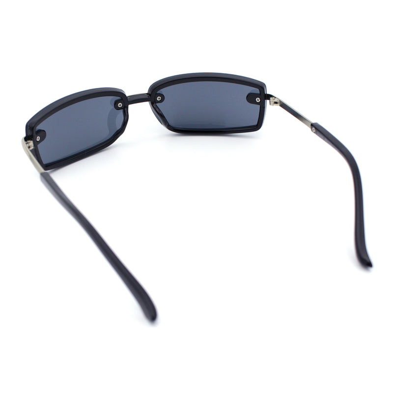 Womens Trendy Rimless 90s Designer Styling Narrow Rectangle Fashion Sunglasses