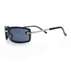 Womens Trendy Rimless 90s Designer Styling Narrow Rectangle Fashion Sunglasses