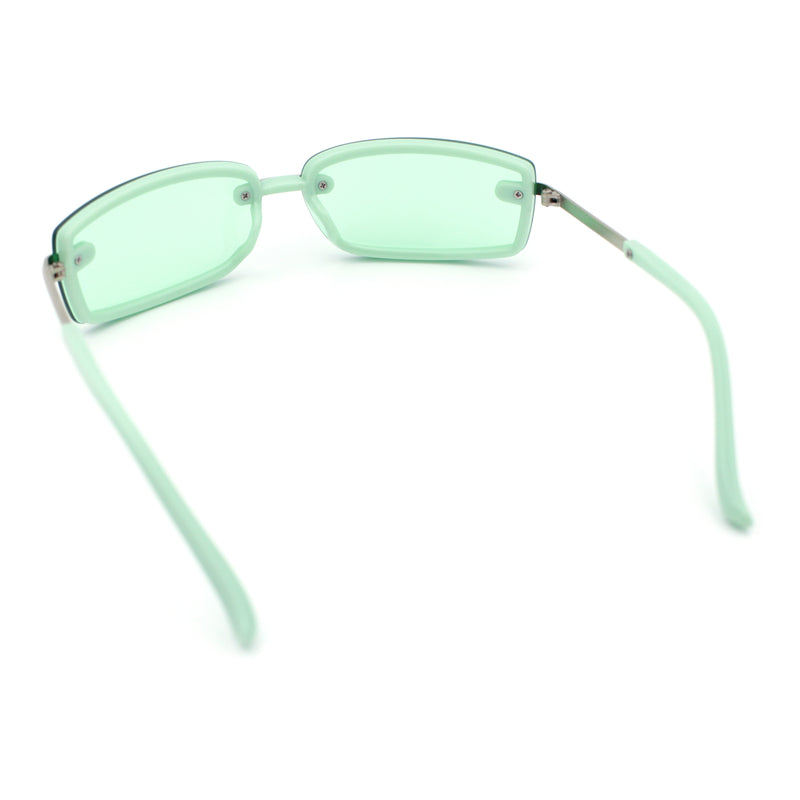 Womens Trendy Rimless 90s Designer Styling Narrow Rectangle Fashion Sunglasses