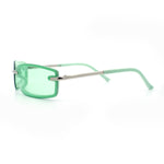 Womens Trendy Rimless 90s Designer Styling Narrow Rectangle Fashion Sunglasses