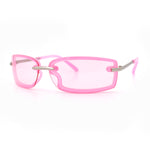 Womens Trendy Rimless 90s Designer Styling Narrow Rectangle Fashion Sunglasses