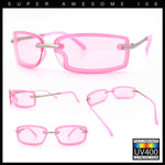 Womens Trendy Rimless 90s Designer Styling Narrow Rectangle Fashion Sunglasses