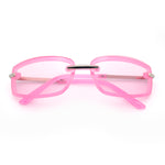 Womens Trendy Rimless 90s Designer Styling Narrow Rectangle Fashion Sunglasses